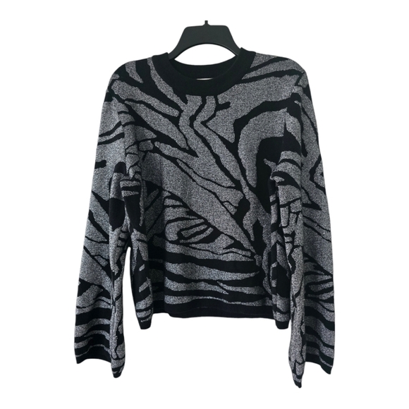 H&M Sweater Womens Sz L Black Knit Bell Sleeves Grunge Grannycore - Picture 1 of 10